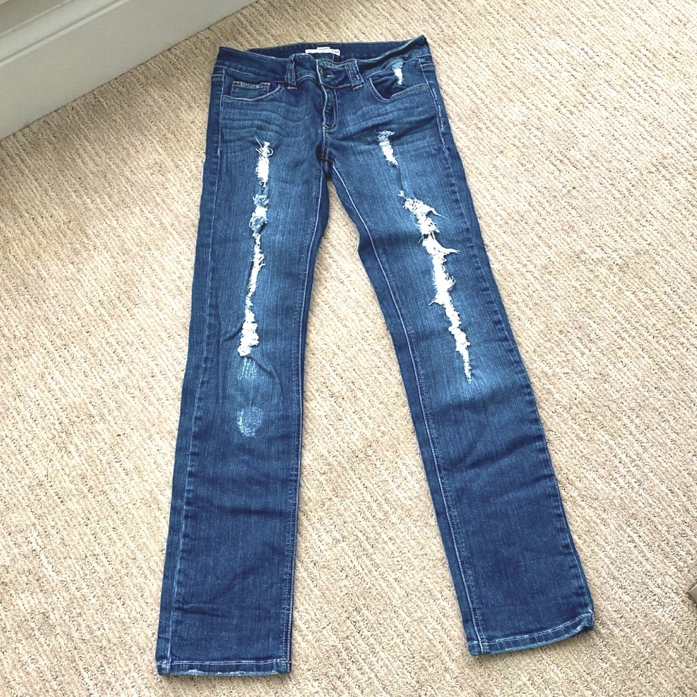 Distressed Dark Wash Denim